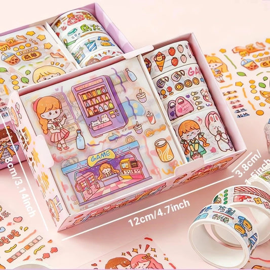 Masking Tape Set, Cute Kawaii Washi Tape, Decorative Masking Tape for Scrapbooking, DIY Crafts, Aesthetic Note Decor, Animal 