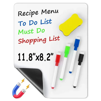 A4 Size Dry Erase White Board for Fridge Sticker Magnetic Whiteboard,Portable 11.8"x8.2" Planner for Refrigerator