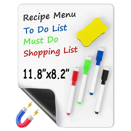 A4 Size Dry Erase White Board for Fridge Sticker Magnetic Whiteboard,Portable 11.8"x8.2" Planner for Refrigerator
