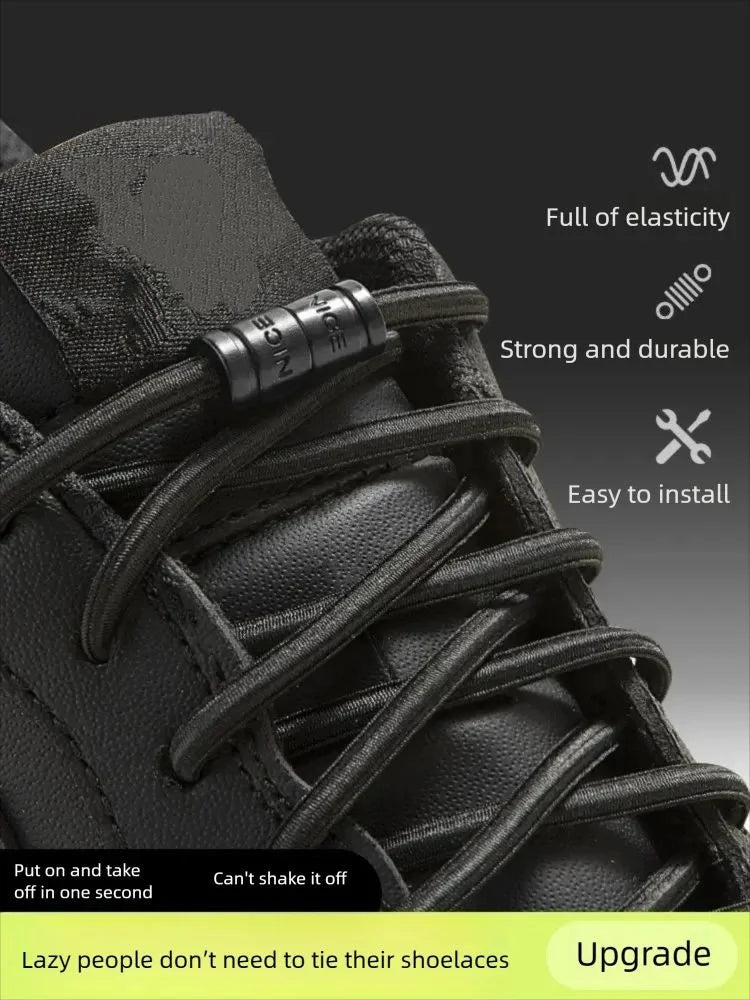 Colorful Metal Lock Sneakers Elastic Shoelaces No Tie Sports Shoe Laces Capsule Lock Stretch Rubber Shoestrings for Easy Wear