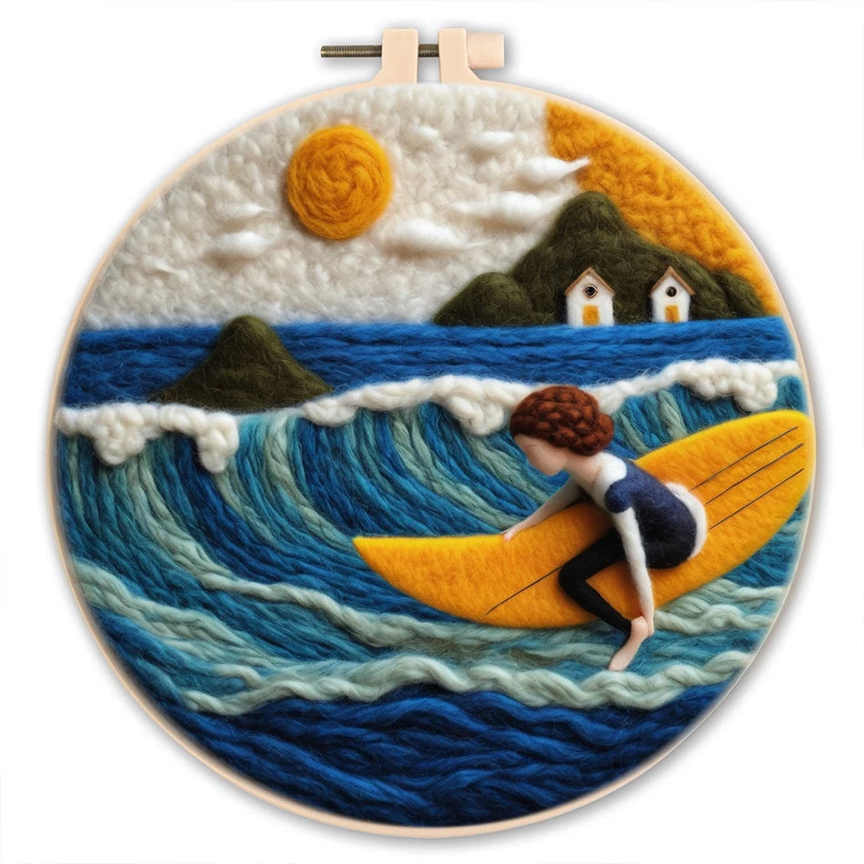 Needle Felting Kit For Beginner Wool Painting Kit DIY Felt Wool Needle Felt Set Tool Landscape Gift Picture For Home Decors -