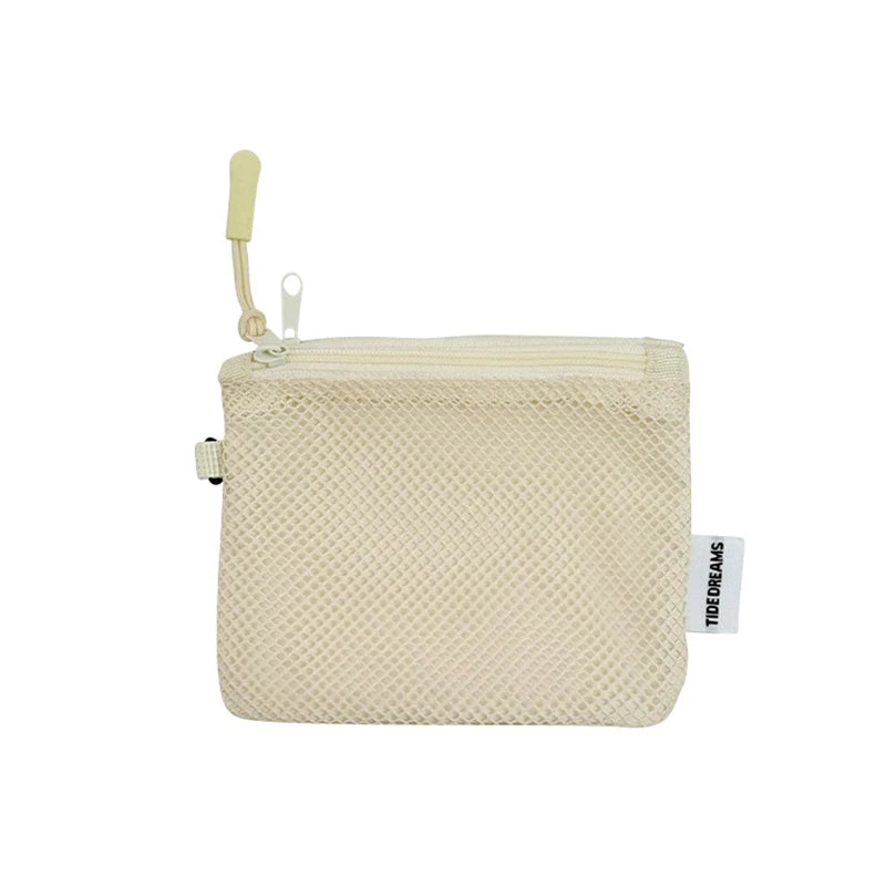 Travel Makeup Storage Bags New Mesh Coin Purse Simple Portable Mini Bag Multi-purpose Square Bag Double-layer Zipper Card Hol