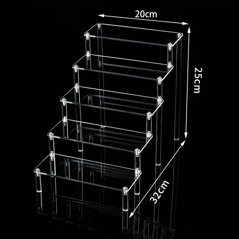1-5 Tier Acrylic Display Stand Perfume Doll Clay Figurine Blind Box Storage Rack Transparent Ladder Makeup Organization W-2 -