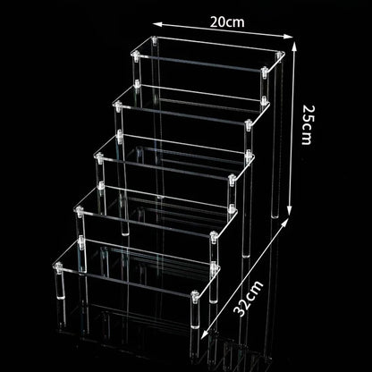 1-5 Tier Acrylic Display Stand Perfume Doll Clay Figurine Blind Box Storage Rack Transparent Ladder Makeup Organization W-2 -