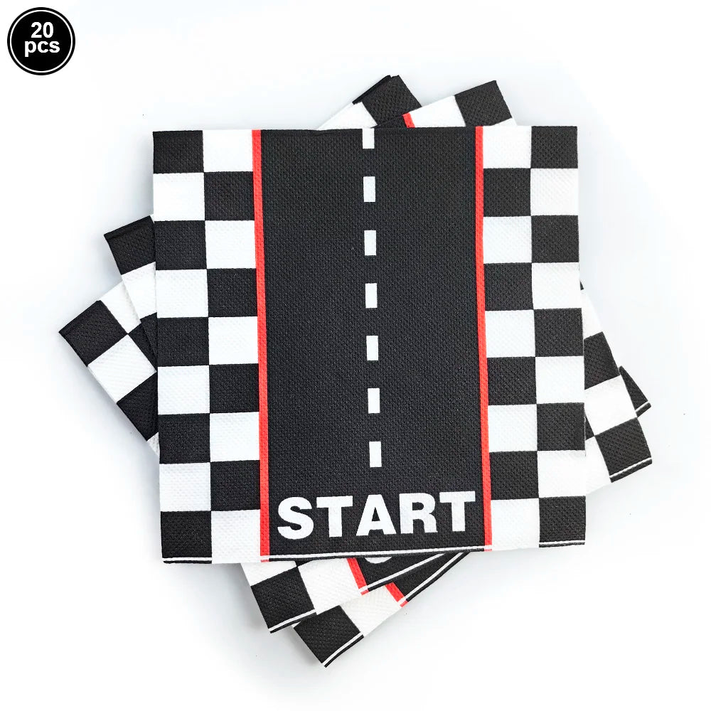 Racing Birthday Decorations Road Tablecloth Racetrack Tablecloth Runner Table flag for Kids Car Theme Birthday Party Supplies