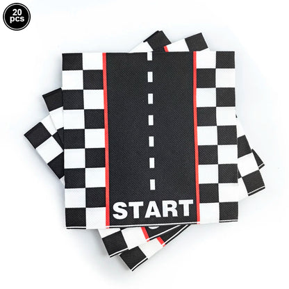 Racing Birthday Decorations Road Tablecloth Racetrack Tablecloth Runner Table flag for Kids Car Theme Birthday Party Supplies