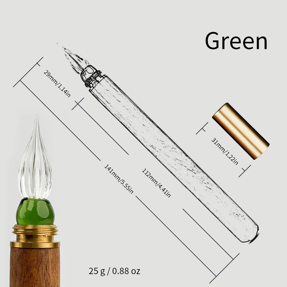 SeamiArt 1pc Wood Handle Glass Dip Pen for Calligraphy Students Writing Stationery Gift Fountain Pen Stationery Supplies - Gr
