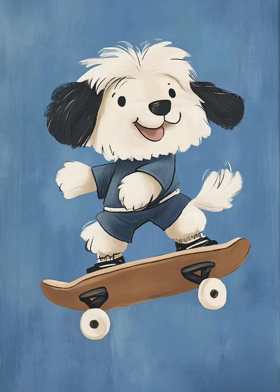 Minimalist Cute Skateboard Animal Wall Art Dog, Lion, Crocodile, Tiger, Bear, and Car Canvas Print Home Decor for Kids' Rooms