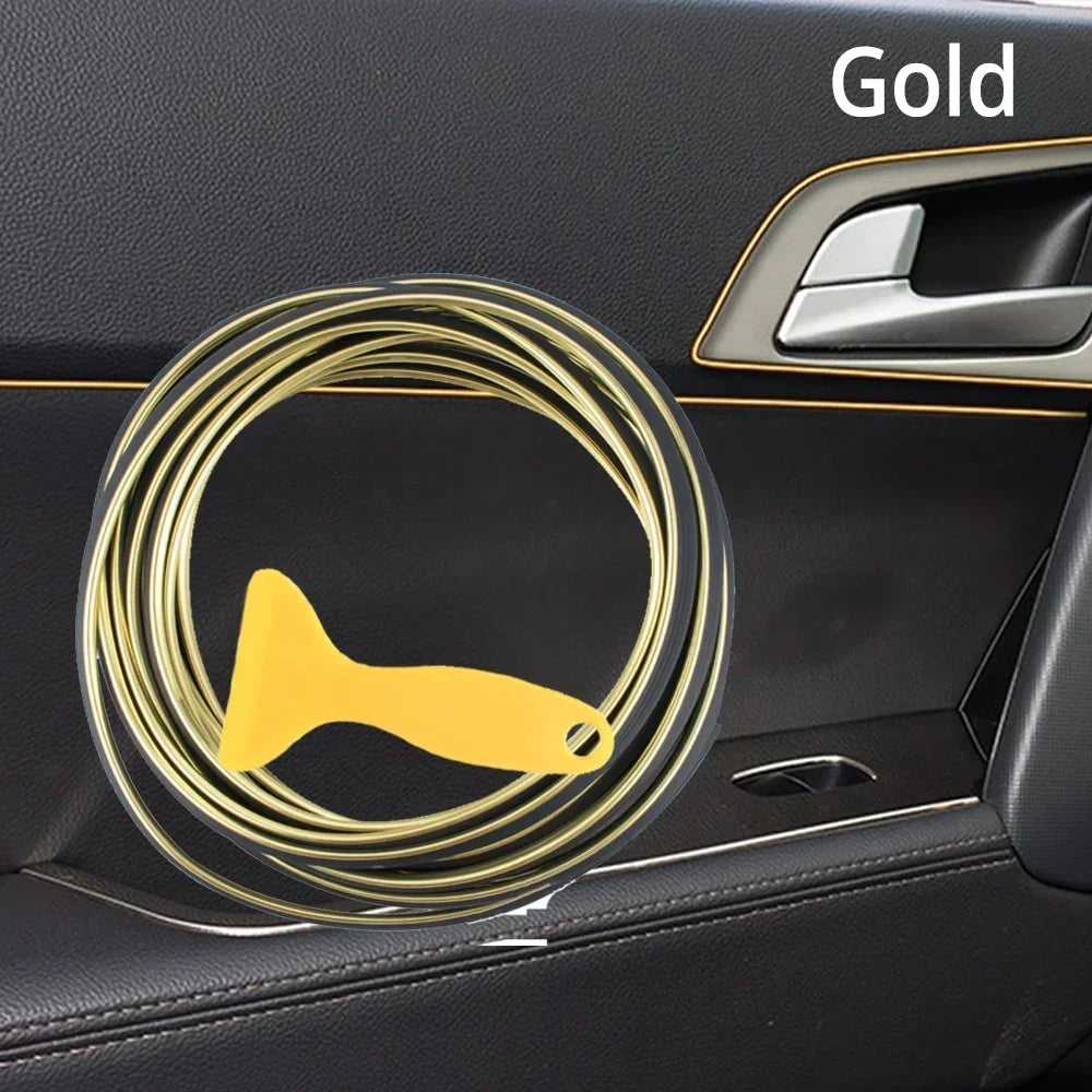 1X Car Moulding Decoration Flexible Strips 5M Interior Auto Mouldings Car Cover Trim Dashboard Door Edgein Car-styling Univer