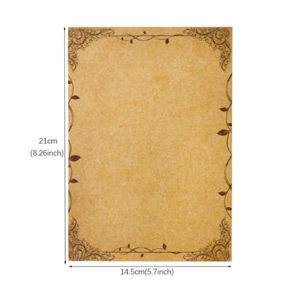 16pcs Vintage Writing Paper Old Parchment Design Kraft Paper for Invitations Gift Decorations Holiday Event Party Supplies A5