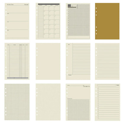 45 Pieces A5 A6 A7 6ring Loose Leaf Notebook Refill Binder Inner Page Budget Weekly Monthly To Do Line Dot Grid Paper Station