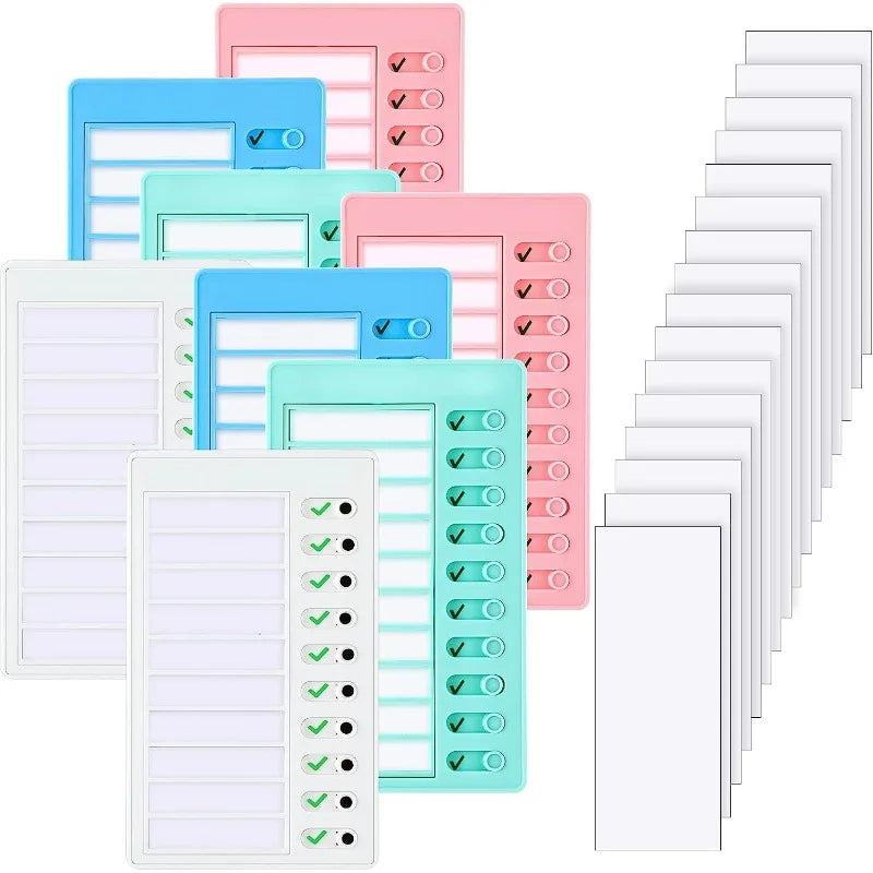 1 pcs Kids Chore Chart with 5 pcs Blank Card,Plastic Checklist Board with Detachable Cardstock to Do List for Routine Plannin