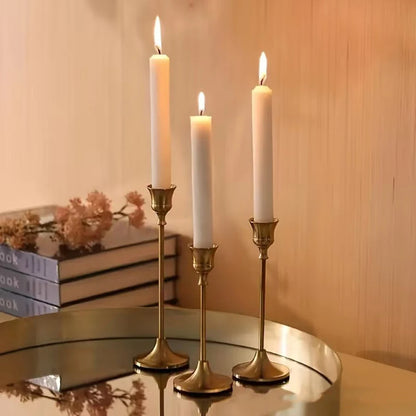 Set of 3 Vintage Elegant Metal and Aluminum Tabletop Candle Holders, Suitable for Wedding Anniversary, Home and Hotel Decorat