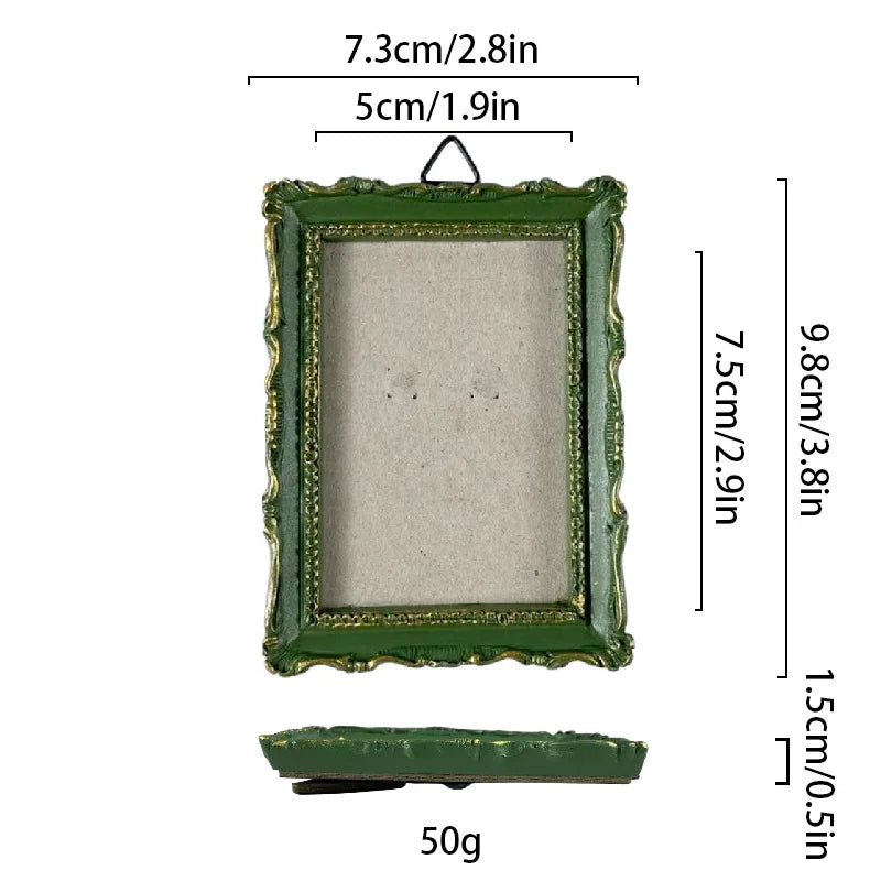 Vintage Mini Picture Frame Baroque Table Wall Hanging Decor Resin Relief Photo Frame European Art Jewelry Decoration Photo Pr