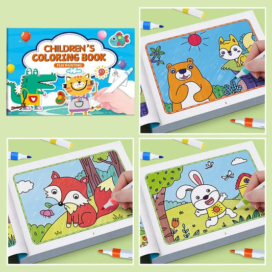 Children's Coloring Book, Graffiti Coloring Book, Cartoon Animal Drawing Book, Fun Coloring Book, Suitable for Children Aged 