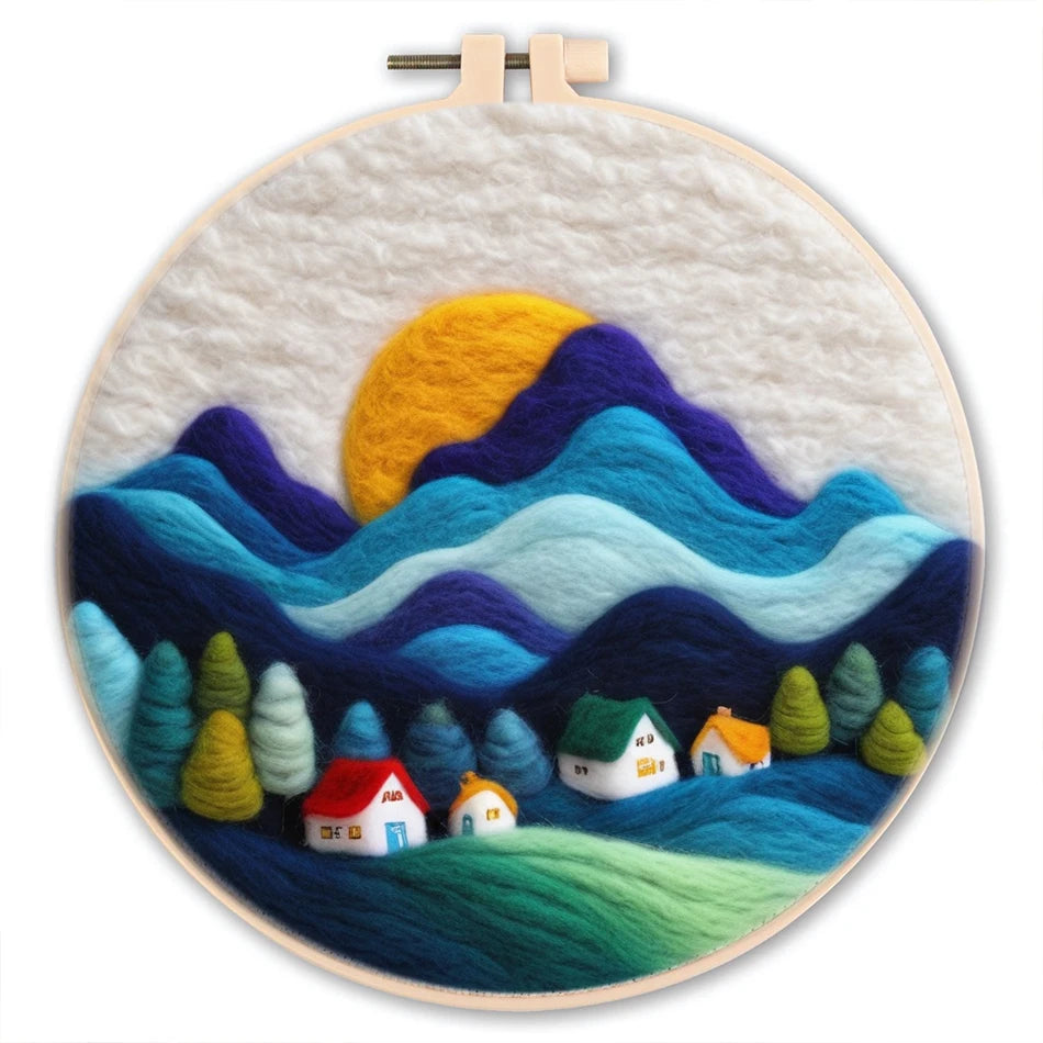 Needle Felting Kit For Beginner Wool Painting Kit DIY Felt Wool Needle Felt Set Tool Landscape Gift Picture For Home Decors -