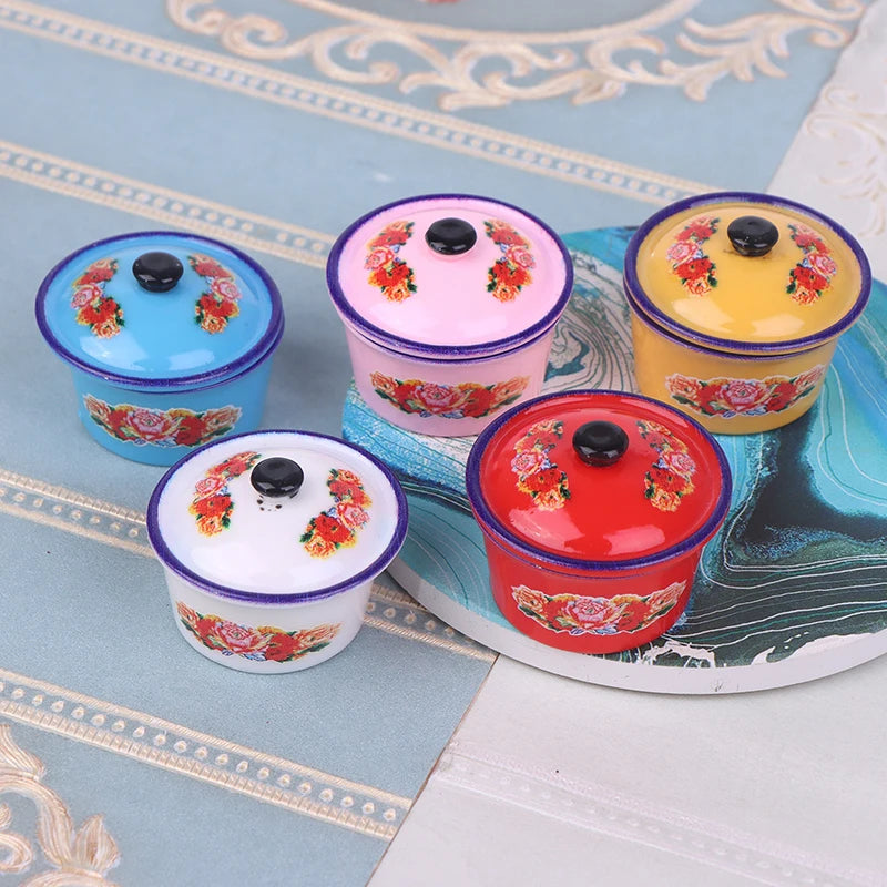 2pcs Dollhouse Miniature Nostalgic Life Scene Decoration Enamel Basin Doll Accessories Toys