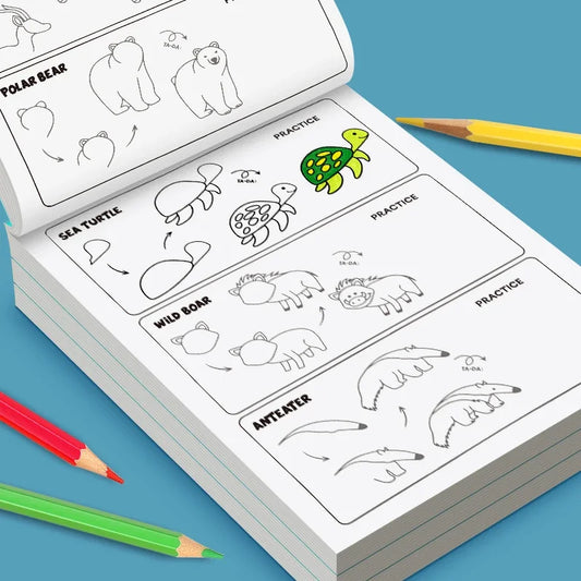 Kids Step-by-Step Drawing Book - Learn How to Draw Everything Easy Tutorial for Children, Creative Gift