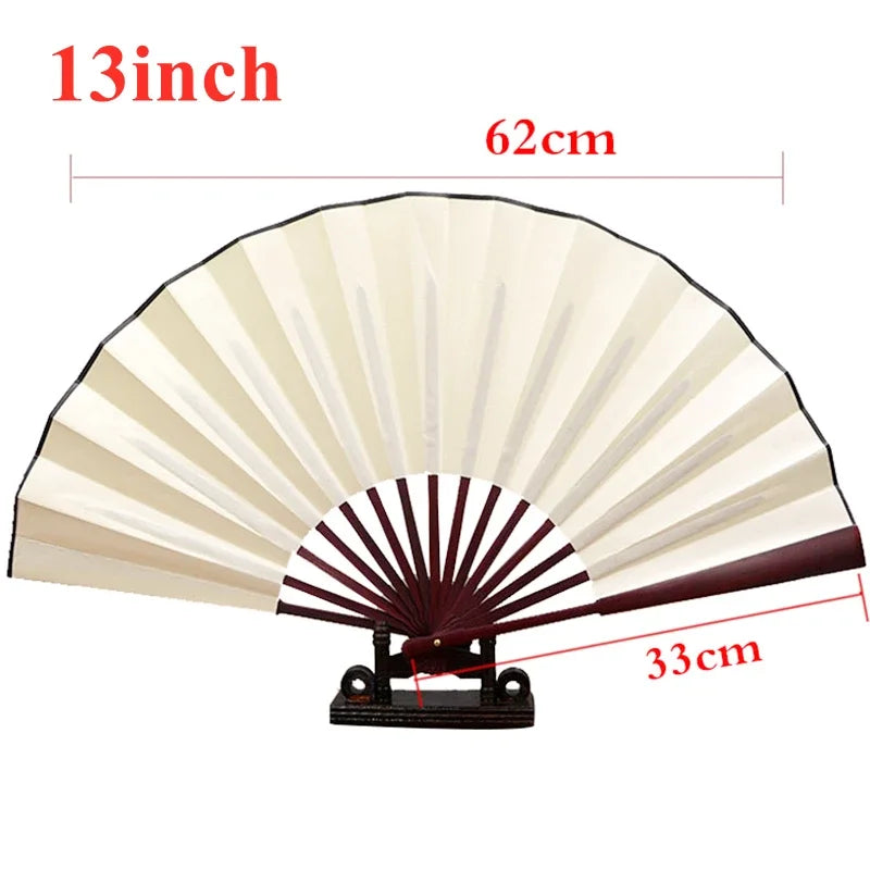 10/13 Inch Folding Fan Hand Silk Cloth DIY Chinese Folding Fan Wooden Bamboo Antiquity Fold Fans DIY Calligraphy Painting Dec