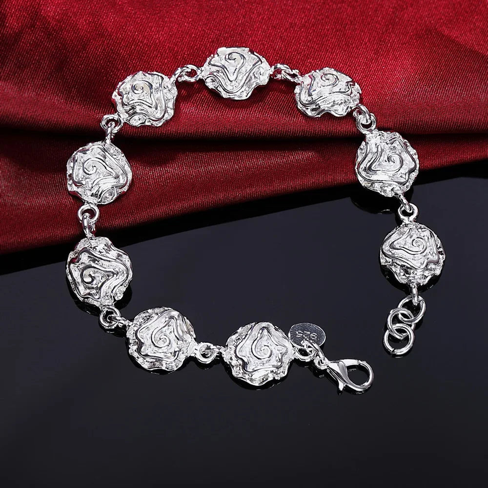 Fine Noble 925 Sterling Silver Solid Chain Bracelet For Women Men Charm Party Gift Wedding party Fashion Jewelry - H135