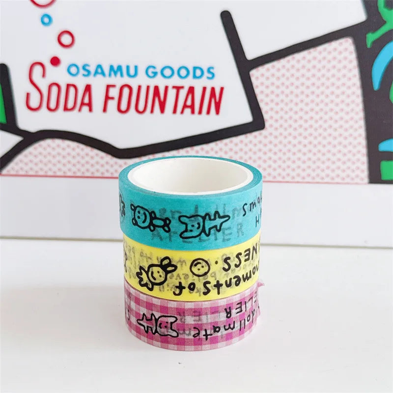 Korean Ins Style Washi Tape Simple Cartoon English Handbook Material Sticker Tape