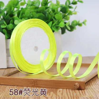 25Yards 6mm Silk Satin Ribbons for Crafts Bow Handmade Gift Wrap Partys Christmas Wedding Decorative Artificial Accessories -