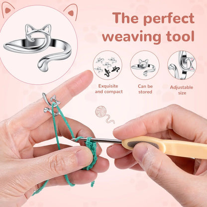 2pcs Adjustable Knitting Crochet Loop Ring Knittied Yarn Guide Finger Faster Holder Thimble Crocheters Thread Ring Sewing Too