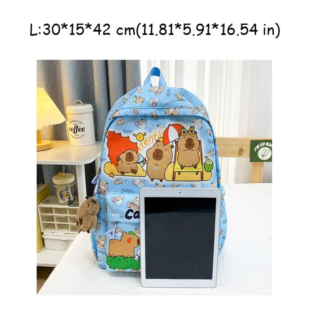 Cute Large Capacity Capybara Backpack Cartoon Breathable Student Schoolbag Nylon Ultra-light Book Bag Back to school Women Gi