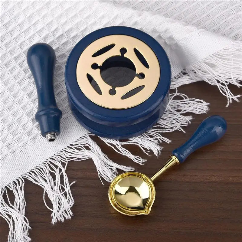 1/2/3pcs Wax Seal Set Wood Wax Melting Lacquer Furnace With /Spoon/Handle Wax Bead Melting Heater Wax Pot Heater For Stamp Cr