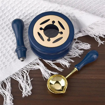1/2/3pcs Wax Seal Set Wood Wax Melting Lacquer Furnace With /Spoon/Handle Wax Bead Melting Heater Wax Pot Heater For Stamp Cr