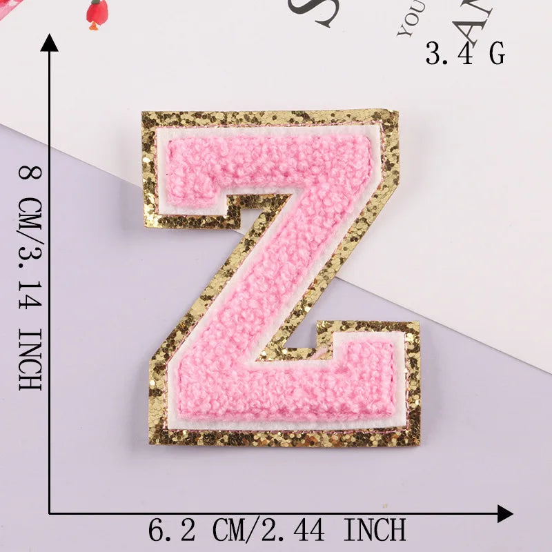 8CM Patch Letters for Clothes Alphabet Sticky Letter Clothing Bags Jacket Iron on Letter Emblems Chenille Patches for DIY MC0
