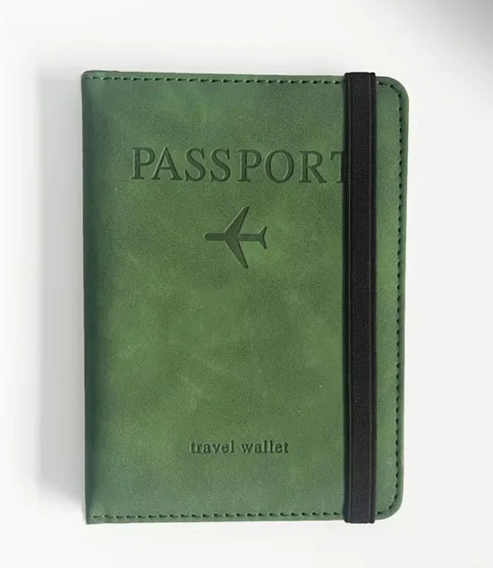 Women Men RFID Vintage Business Passport Covers Holder Multi-Function ID Bank Card PU Leather Wallet Case Travel Accessories 