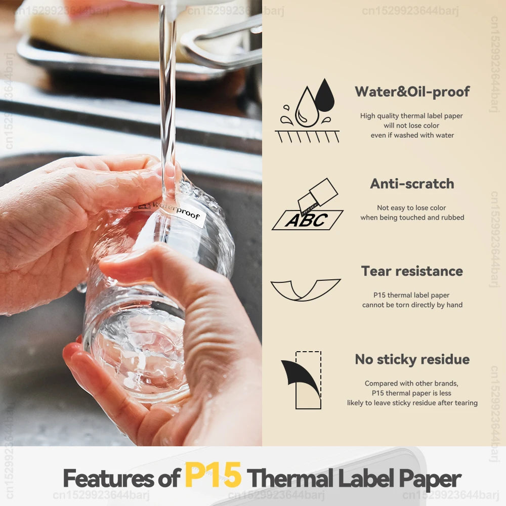 2/5/10Rolls P15 Thermal Label Sticker for Phomemo D30 Q30 Marklife P15 P12 DELI Q2 Label Maker White 12x40mm 15x30mm Label Ta