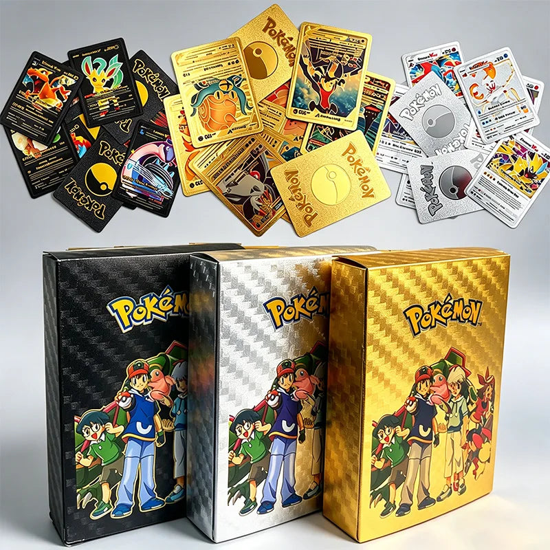 55pc English card Charizard Gold Foil Cards Golden Letters English Spanish Game Card Metalicas Vmax Gx Series Gift