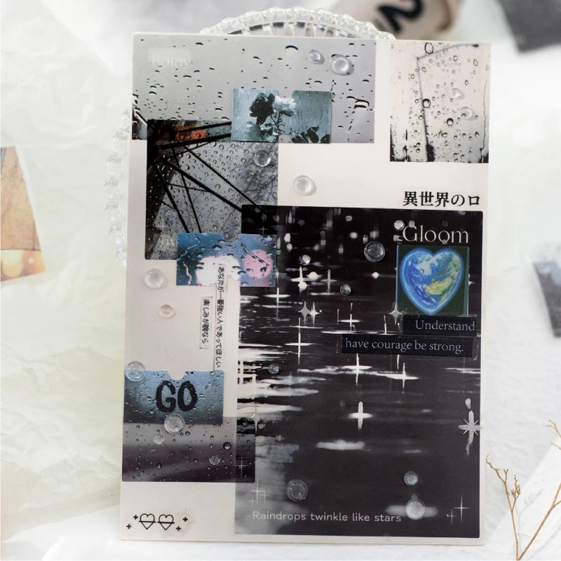 Journal GO 7x200cm Rain Diary Masking Tape Creative Collage Junk Journal Scrapbooking Material Tape Sticker Diary Planner diy
