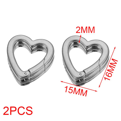 2pcs Stainless Steel Clasps Geometry Heart Round Ring Lobster Clasp Hooks Connectors Necklace for DIY Jewelry Making Supplies