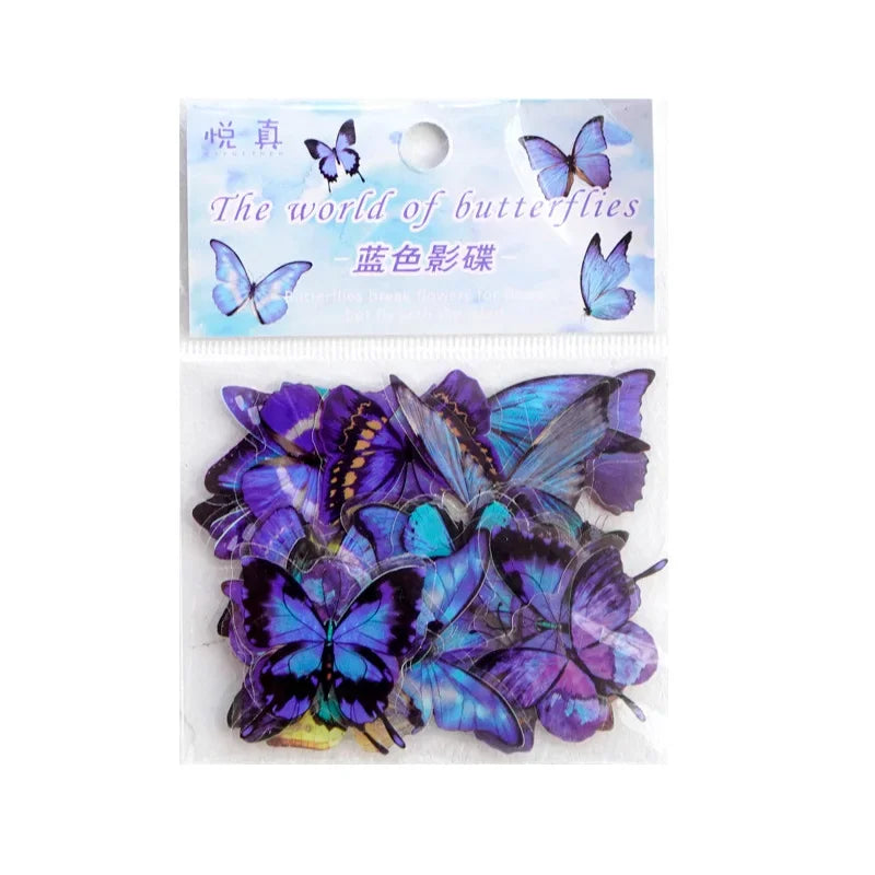 Journamm 40pcs/pack Butterfly Series Stickers Art Collage Junk Journal DIY Scrapbooking PET Waterproof Craft Aesthetics Stick