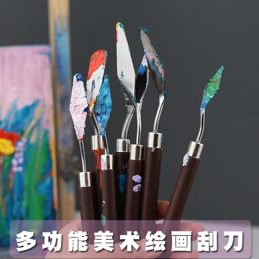 7Pcs 1-3Sets stainless Steel Oil Painting Knife Artist Spatula Art Tools stationery Cake baking supplies painting drawing cut