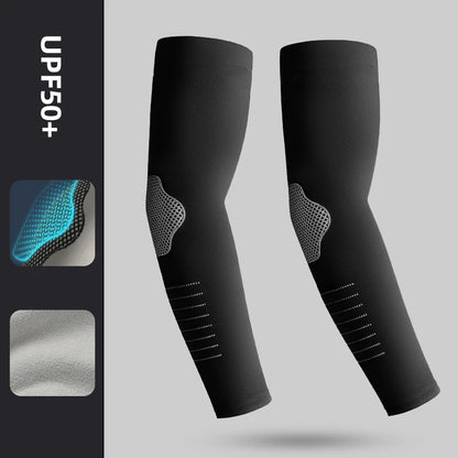 Ice Silk Sleeves Sun Protection Anti-UV Quick Dry Cycling Sleeves Breathable Cooling Sweat-absorb Elastic Hiking Sleeves - bl