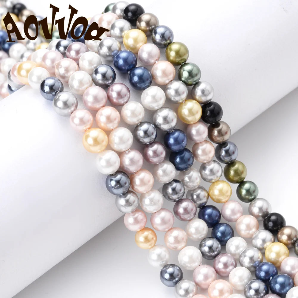 Natural Freshwater Shell Pearls Beads Round Loose Spacer Beads for Jewelry Making DIY Bracelet Necklace Accessories 4 6 8 10m
