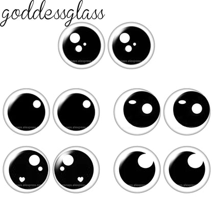 Glass Cartoon Doll Round Eyes Heart Pupil Lovely 10pcs 12mm/18mm/20mm/25mm Round Cabochon Flat Back Making Findings Jewelry