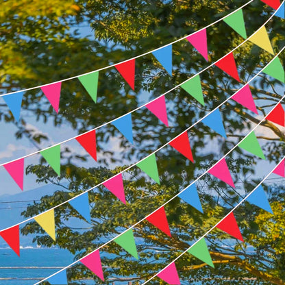 300M Multicolored Triangle Flags Bunting Banner Nylon Fabric Pennant Festival Outdoor Colorful Home Wedding Hanging Decoratio
