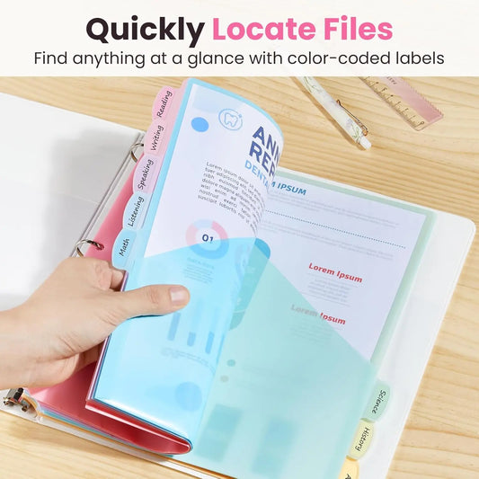 8Pack Double Pocket Binders with Dividers Compatible for 3-Hole Punch Binders,Binder Refill Pages For Office,University Suppl