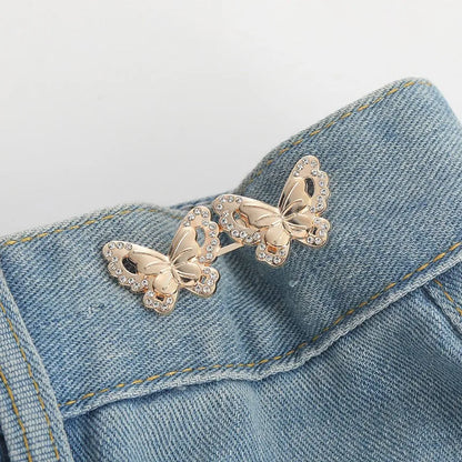 Jeans Button Adjustable Clips for Pant Skirts Waist Tightener Buckle Snap Button Adjuster Butterfly Pin Button Clothing Suppl