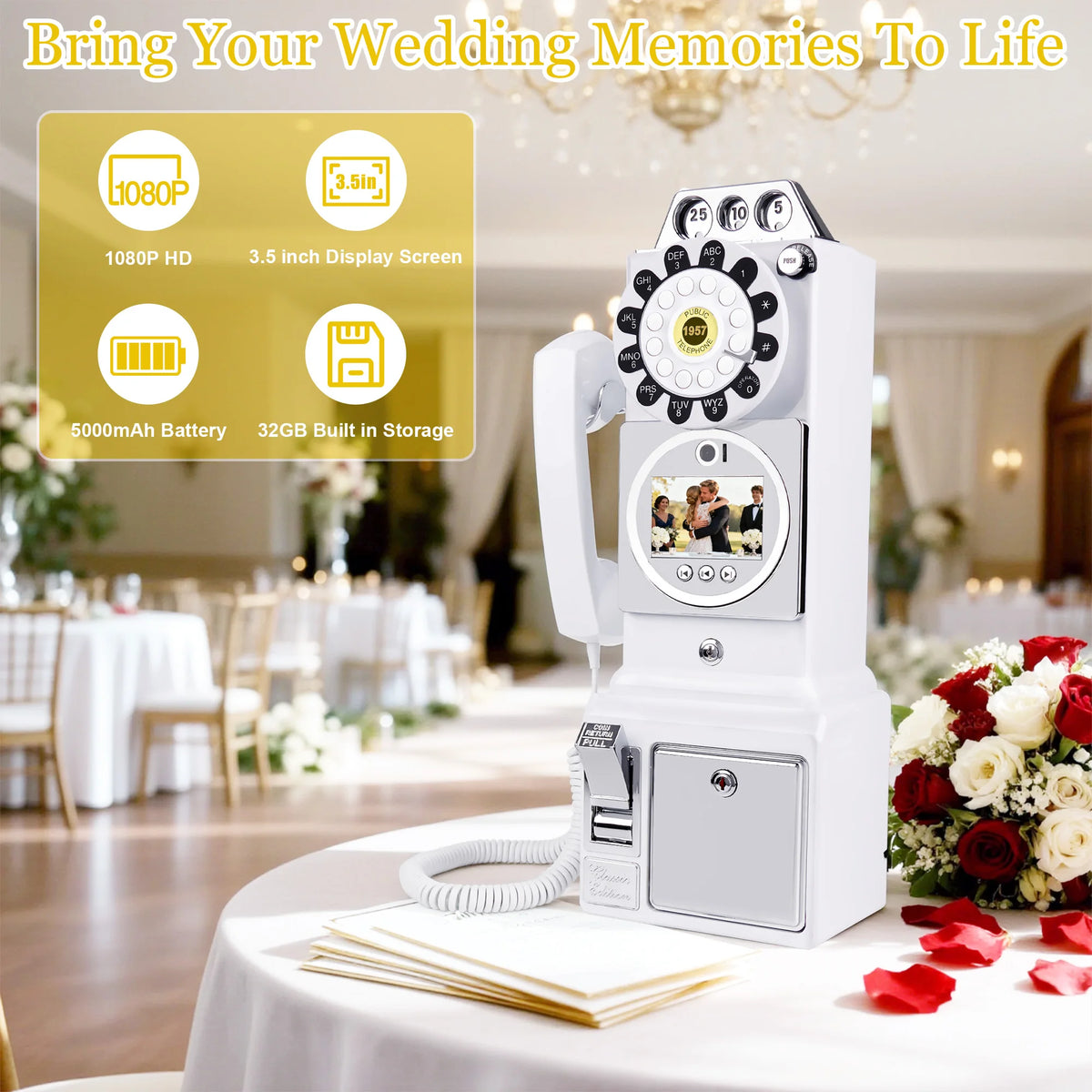 Retro Audio Video Guestbook Wedding Video Message Telephone Guest Video Signature Register Birthday Party Blessing Video Reco