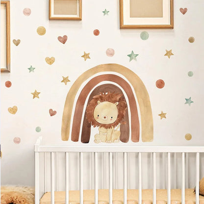 Cute Forest Animals Wall Stickers for Kids Rooms Children Boys Girls Baby Room Decoration Nursery Wallpaper Vinyl Elephant Li