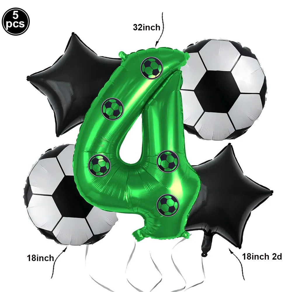 Soccer Theme Disposable Tableware Set Paper Plates Cups Napkins Tablecloth For Birthday Parties - Silver