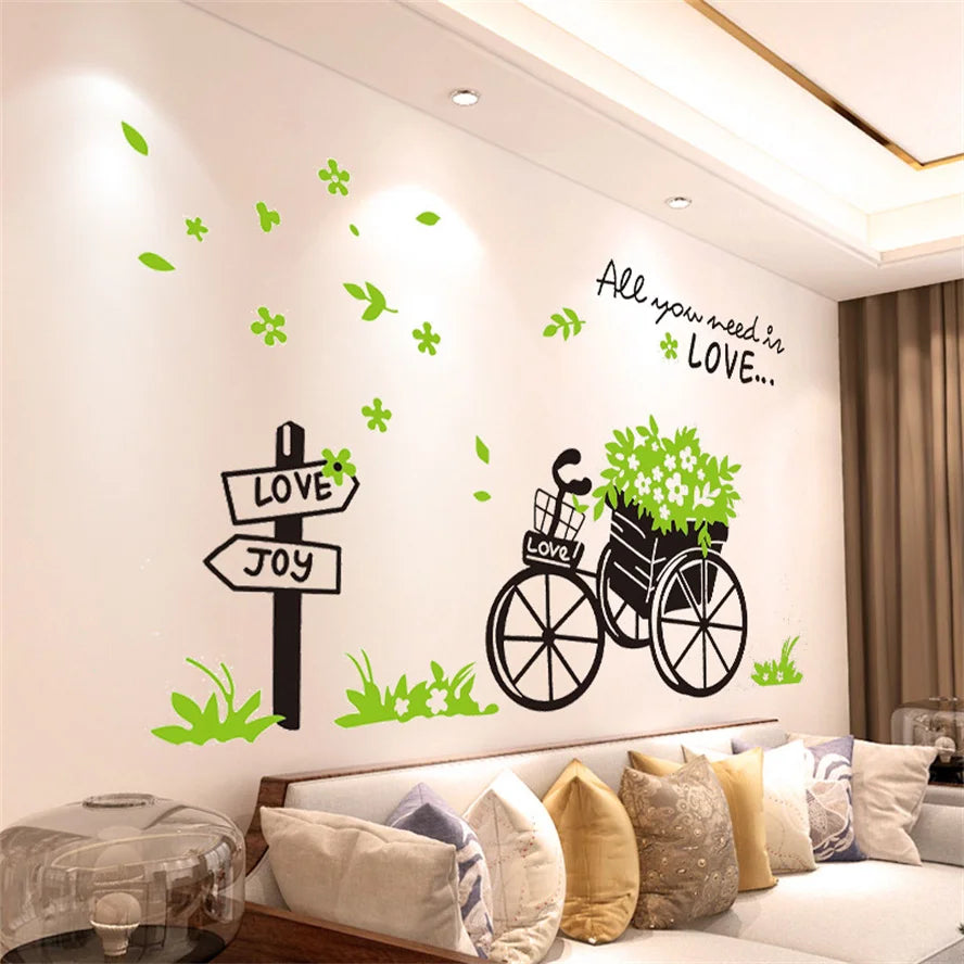 DIY Purple Lavender Living Room Wall Stickers Decor Self-adhesive Flowers Butterfly Wall Decals Mural Bedroom Home Decoration