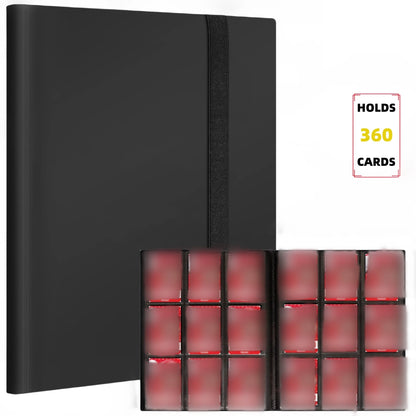 9 Pocket Trading Card Album Folder - 360 Side Loading Pocket Binder for Game Cards & Sports Cards - black