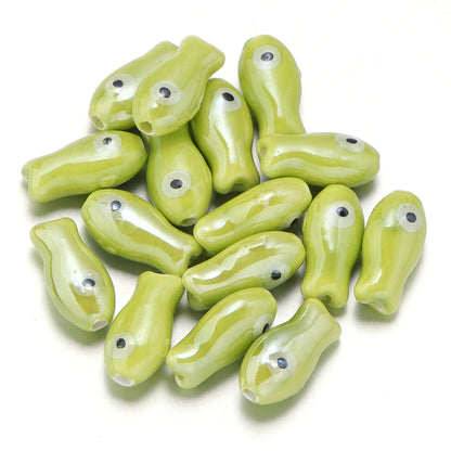 10pcs/lot Retro Small Fish Ceramic Beads Cute Porcelain Loose Spacer Beads For DIY Jewelry Making Necklace Bracelets Accessor